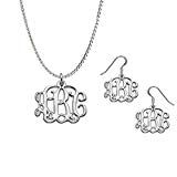 Monogram necklace and earrings set