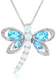 Multigem White Butterfly Necklace